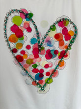 Multi Coloured/Diamante Heart Tee White